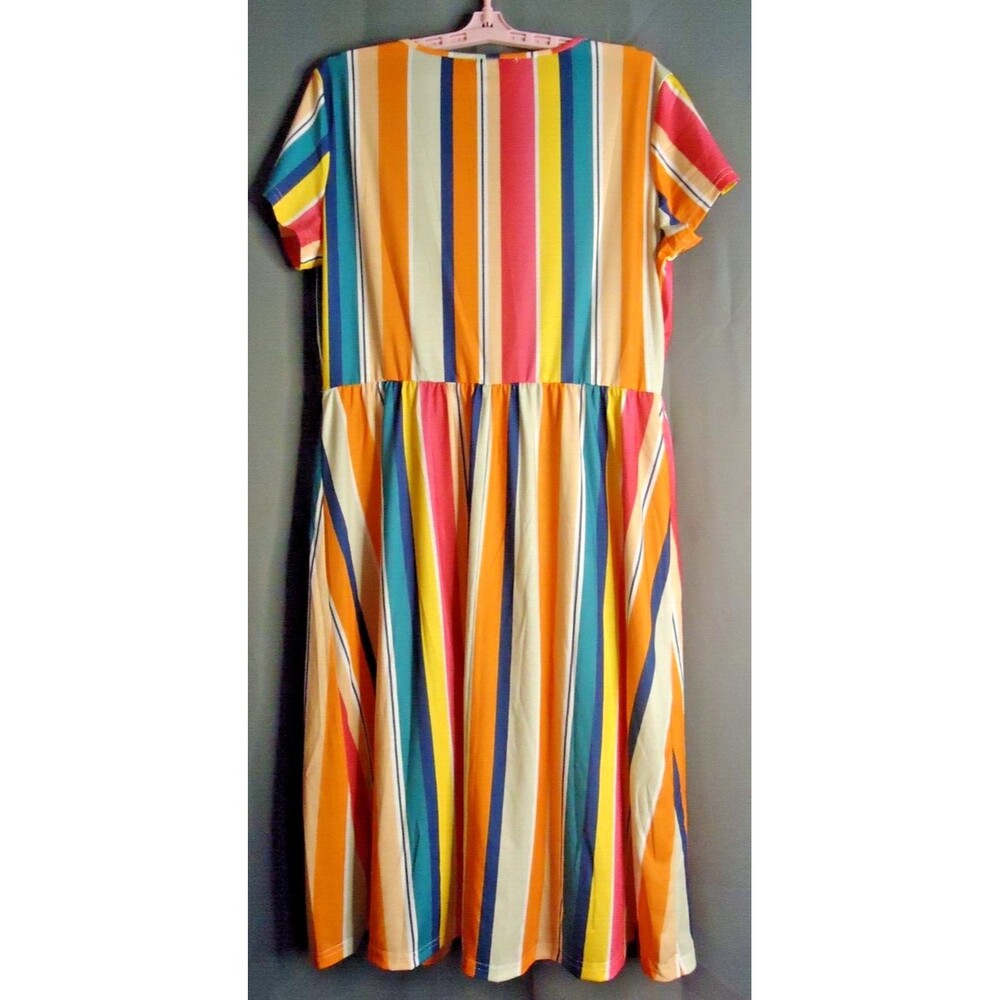 Ouges Short Sleeve Multicolored Vertical Stripe F… - image 12